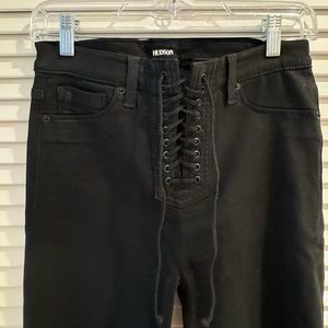 Hudson Lace up high rise waxed denim